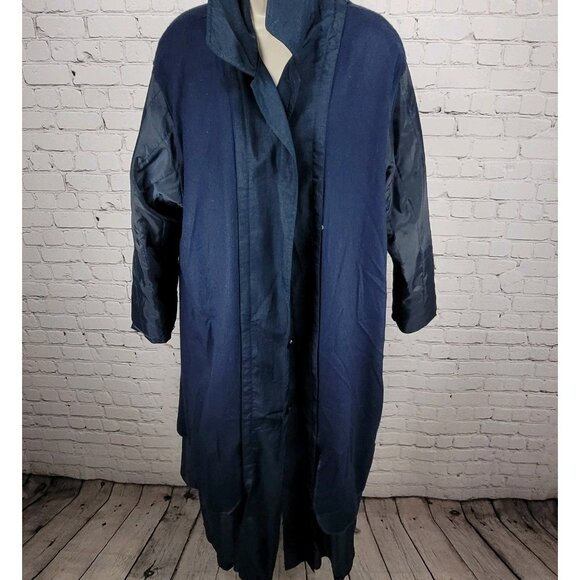 VTG Komitor Navy Buttoned Removable Liner Pockets Trench Coat 20W - Picture 7 of 16
